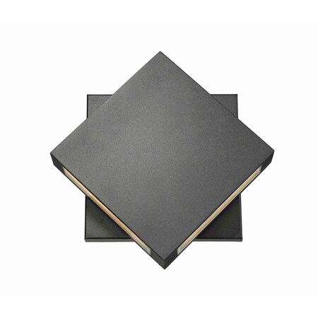 Z-Lite Quadrate 2 Light Outdoor Wall Sconce, Black & Sand-blast glass 572B-BK-LED